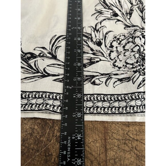 Max Studio Faux Wrap Midi Skirt Linen Blend Beige Black Floral Borders Size XL - Picture 10 of 10